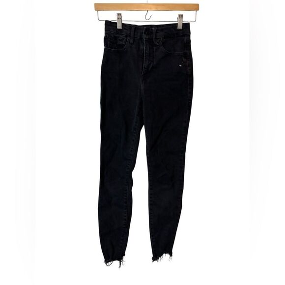 GOOD AMERICAN | black denim jeans good waist crop 2/26 2 26 - Picture 1 of 4